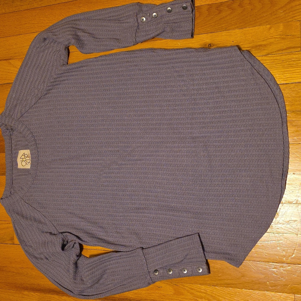Chaser Lavender Purple Waffle Knit Long Sleeve Tee